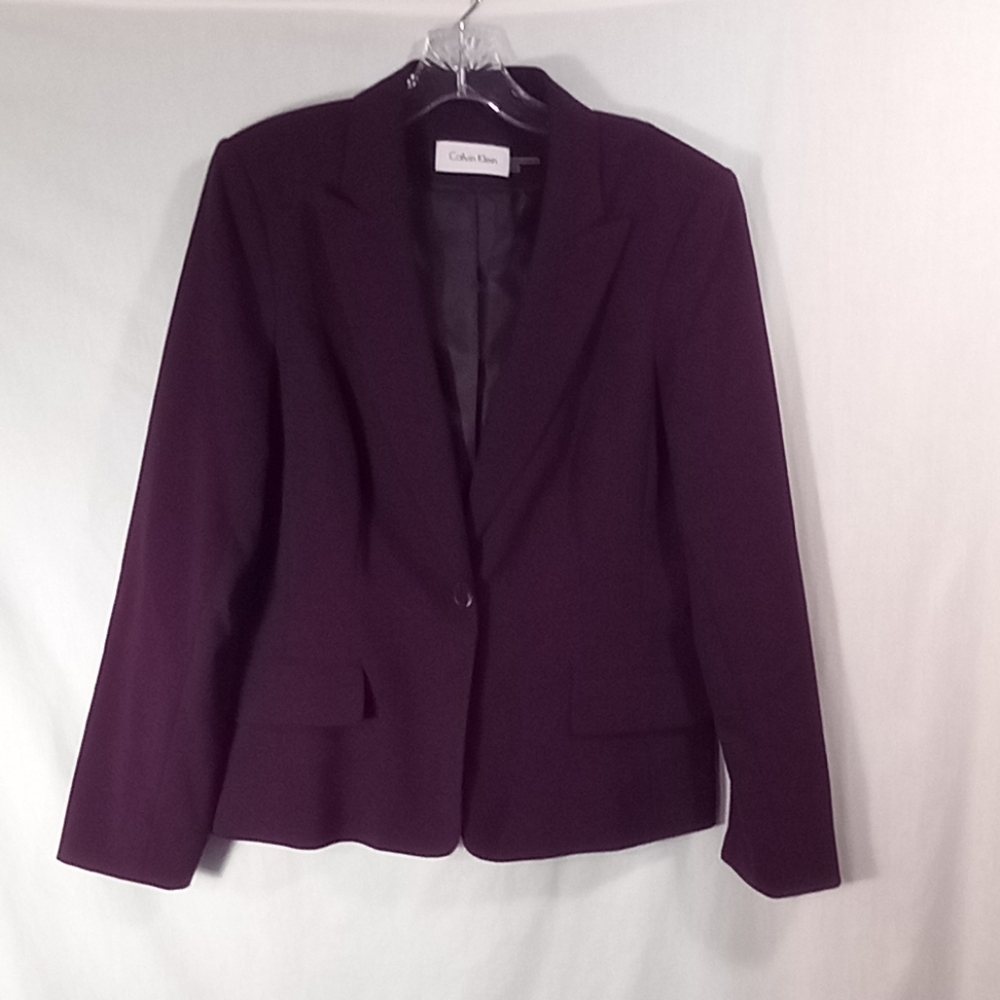 Calvin Klein Plum Single Button Blazer Size 12 - image 1